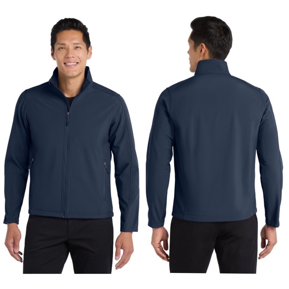 Port Authority J317 Core Soft‎ Shell Full Zip Jacket Mens Size Large Navy Blue